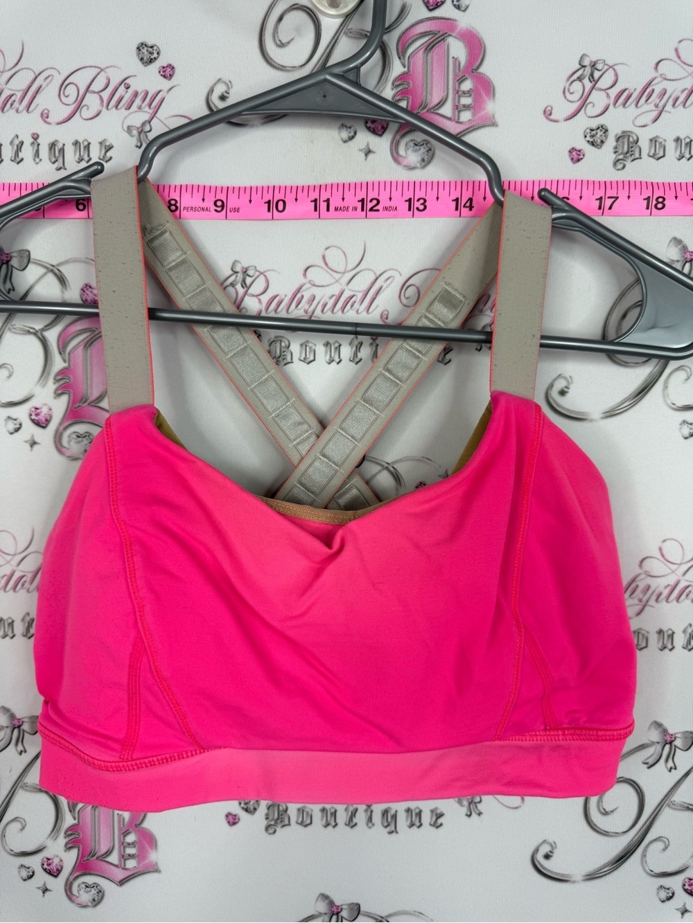 lululemon athletica Bright Pink Sports Bra with Beige Straps